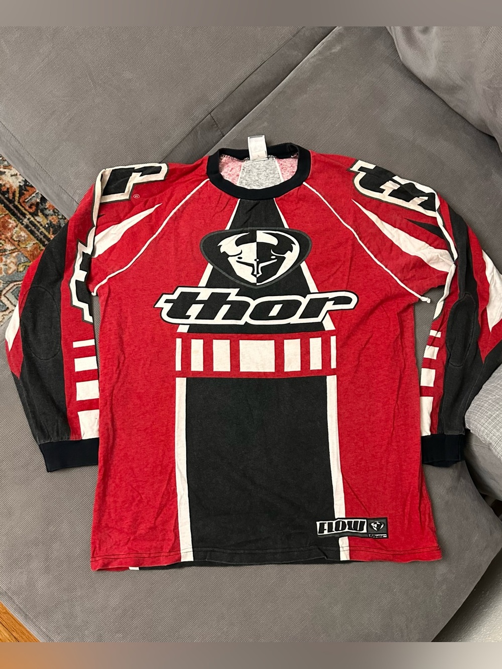 Vintage Thor Motorcross Jersey Adult XL Red Black Grunge Y2K 90s American USA